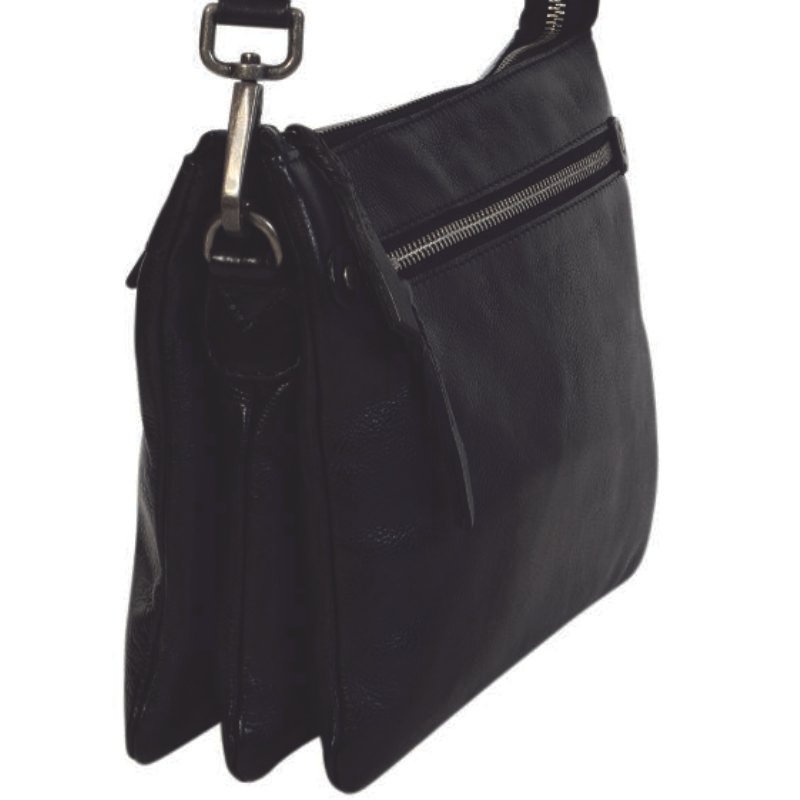 Caloundra Multi-Strap Leather Crossbody – Black - Image 3